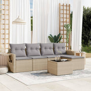 6-dijelni set vrtnih sofa s jastucima bež od poliratana 85 x 62 x 69 cm