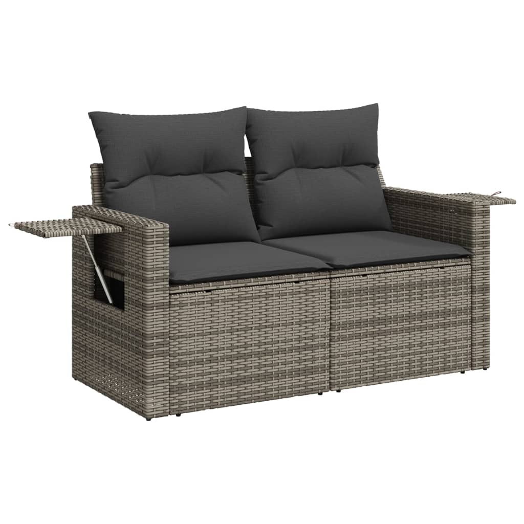 6-dijelni set vrtnih sofa od poliratana s jastucima sivi