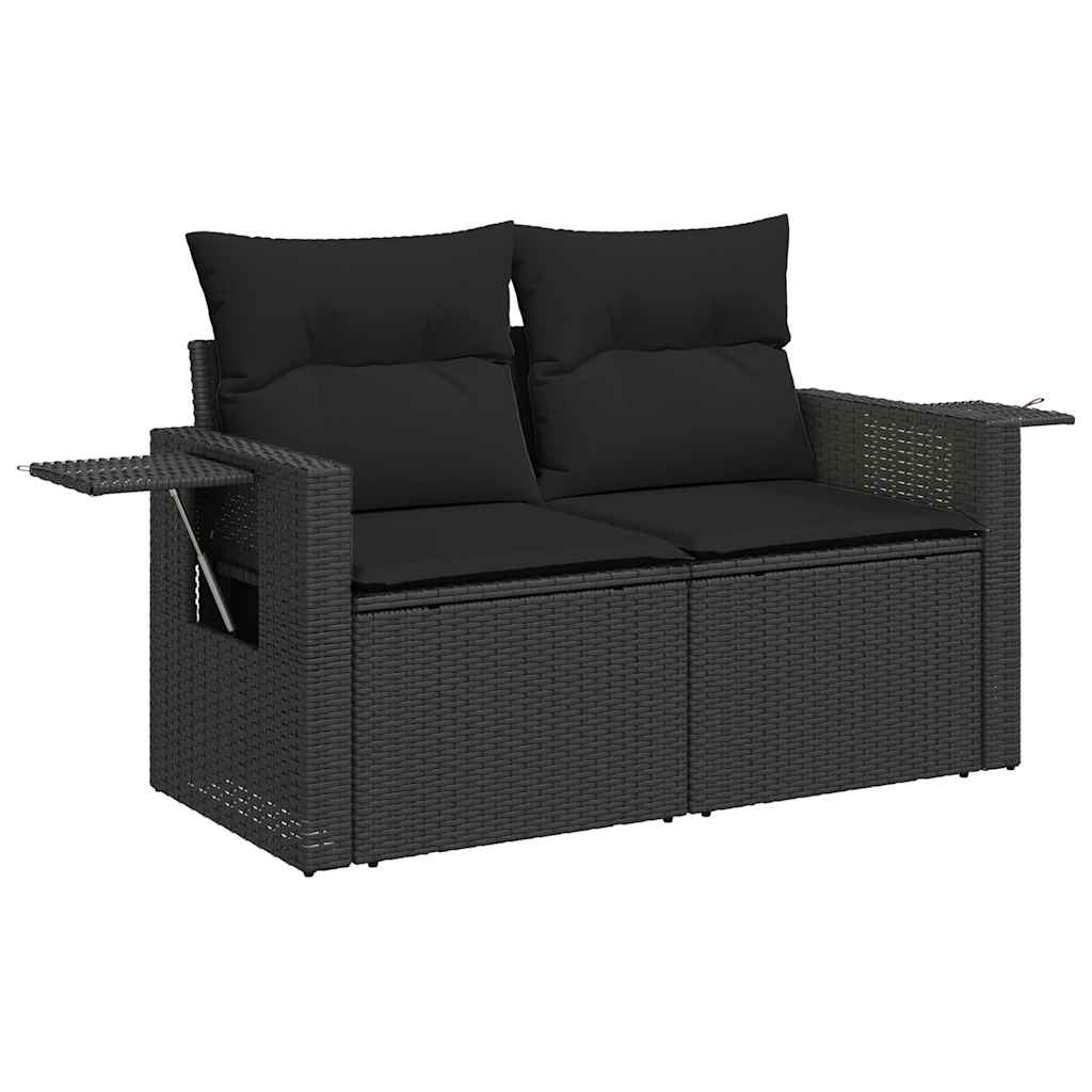 4-dijelni set vrtnih sofa od poliratana s jastucima crni