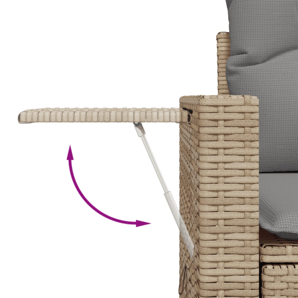 5-dijelni vrtni set sofa s jastucima bež od poliratana