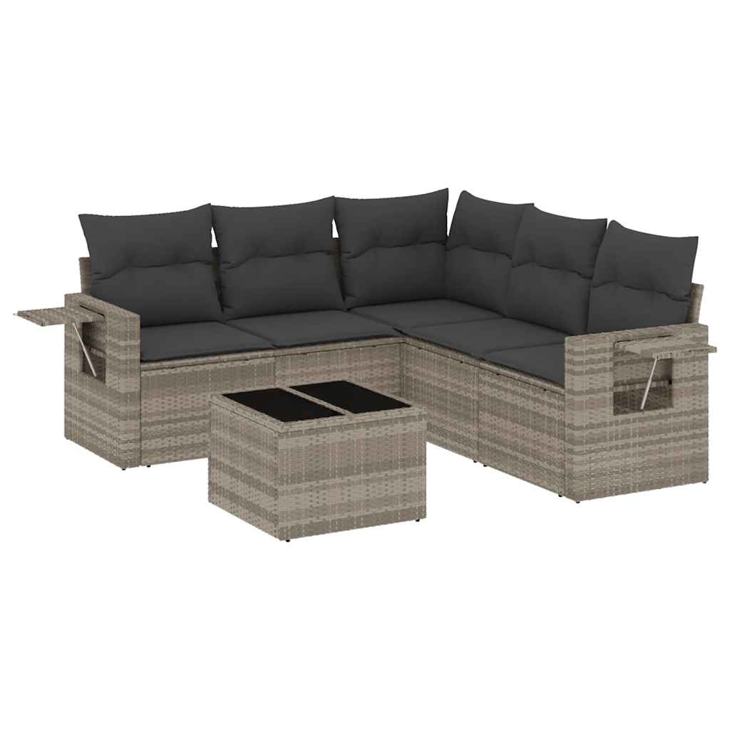 6-dijelni set vrtnih sofa od poliratana s jastucima svjetlosivi