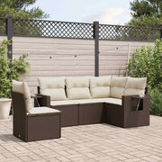 5-dijelni set vrtnih sofa s jastucima poliratan smeđi