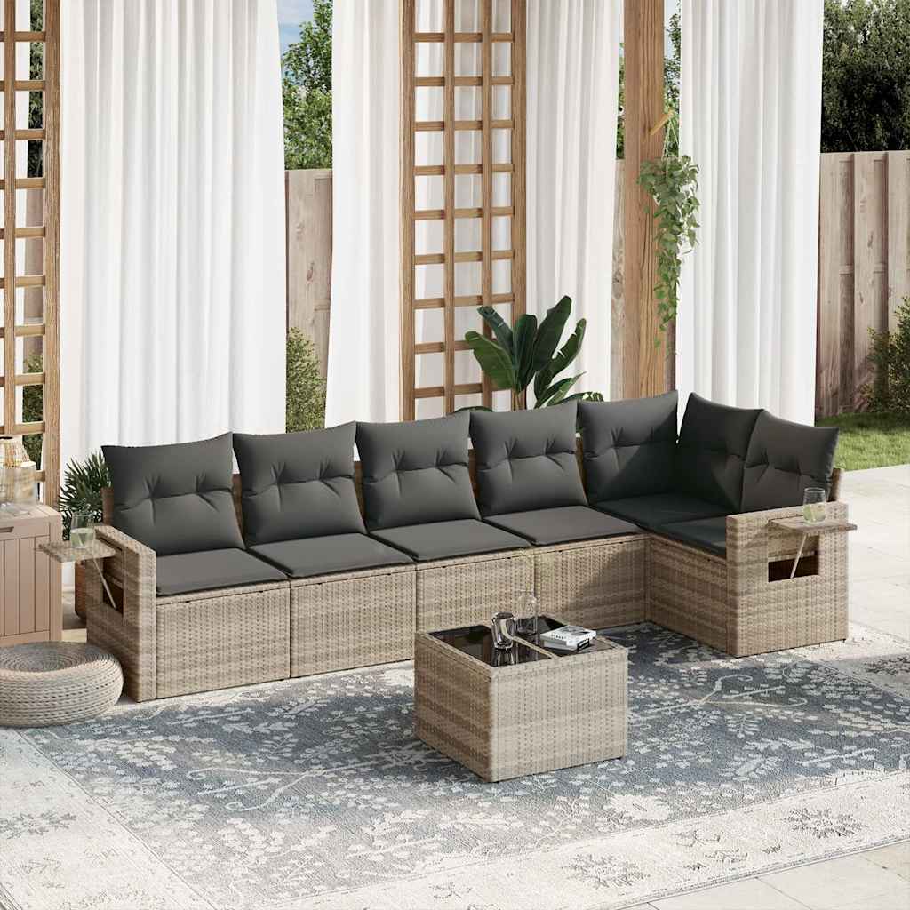 7-dijelni set vrtnih sofa svjetlosivi od poliratana