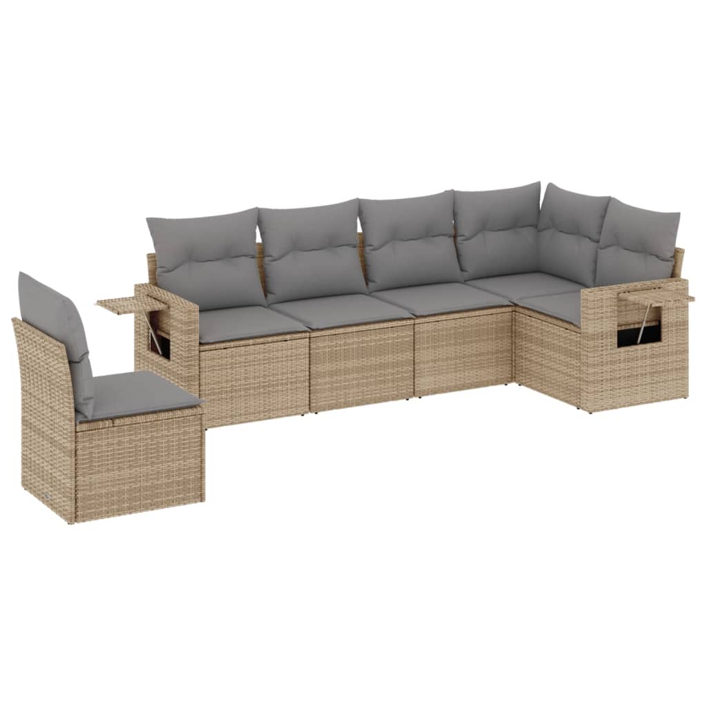 6-dijelni set vrtnih sofa s jastucima bež od poliratana