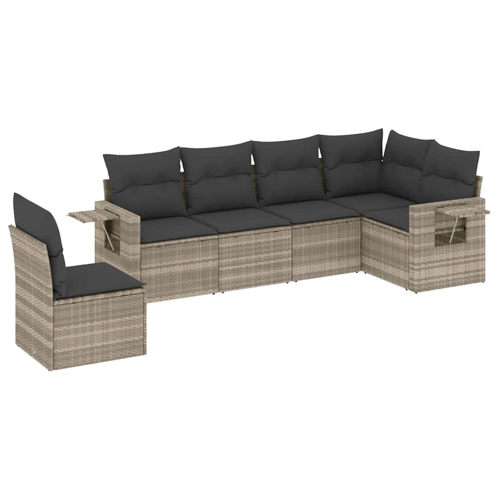 6-dijelni set vrtnih sofa od poliratana s jastucima svjetlosivi