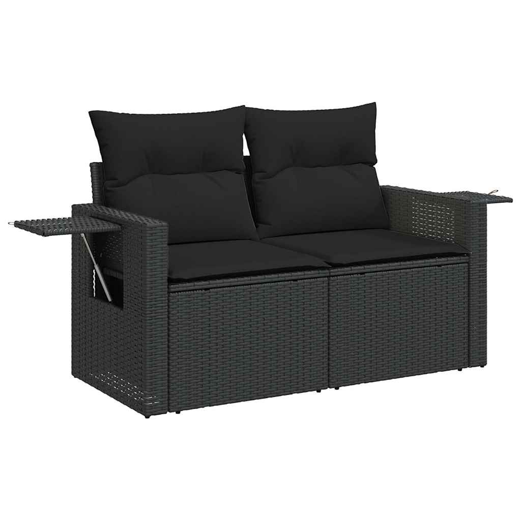 9-dijelni set vrtnih sofa s jastucima crni od poliratana