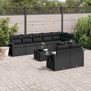 9-dijelni set vrtnih sofa s jastucima crni od poliratana