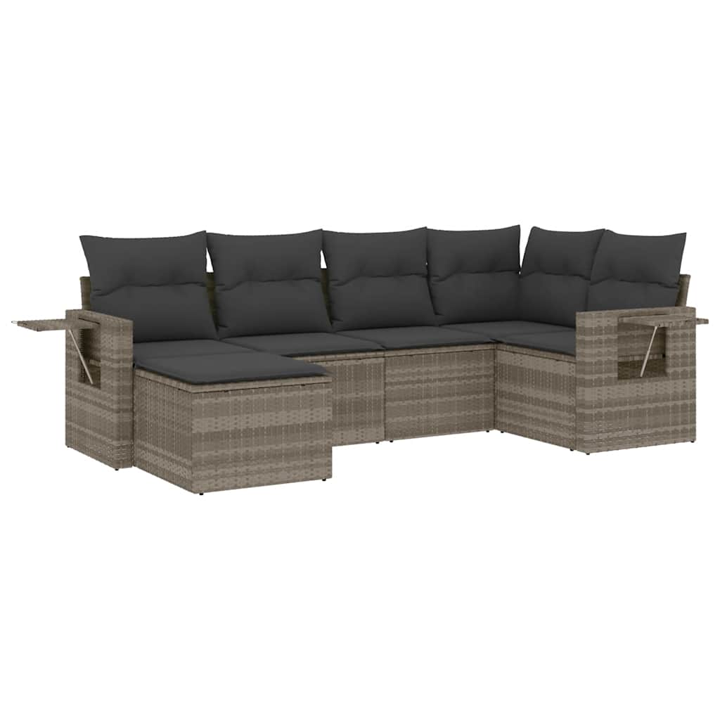 6-dijelni set vrtnih sofa od poliratana s jastucima svjetlosivi