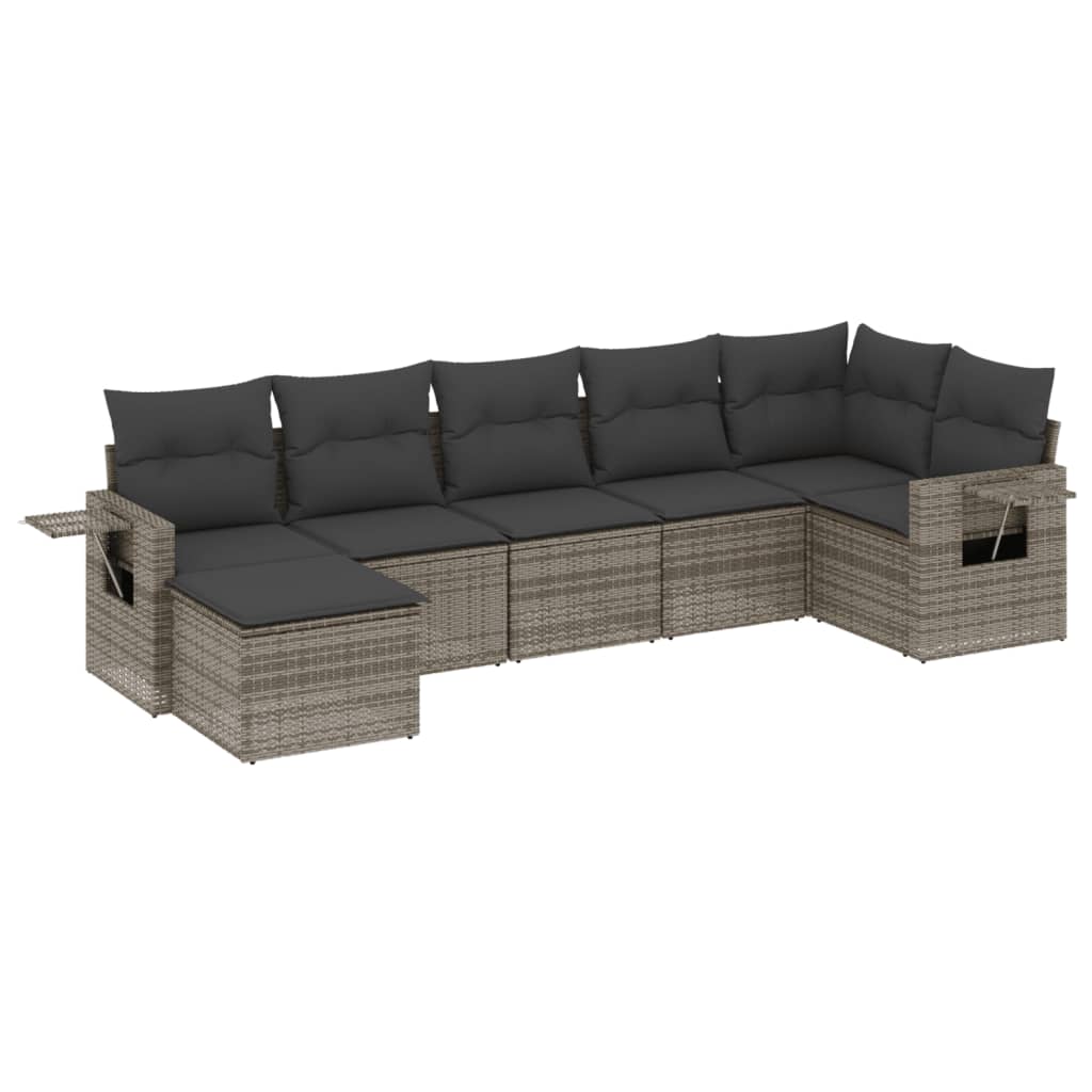 7-dijelni set vrtnih sofa sivi od poliratana