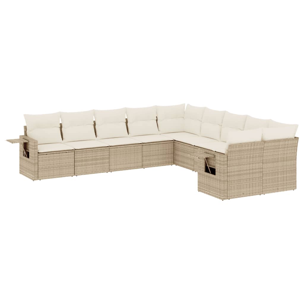 10-dijelni set vrtnih sofa s jastucima bež od poliratana