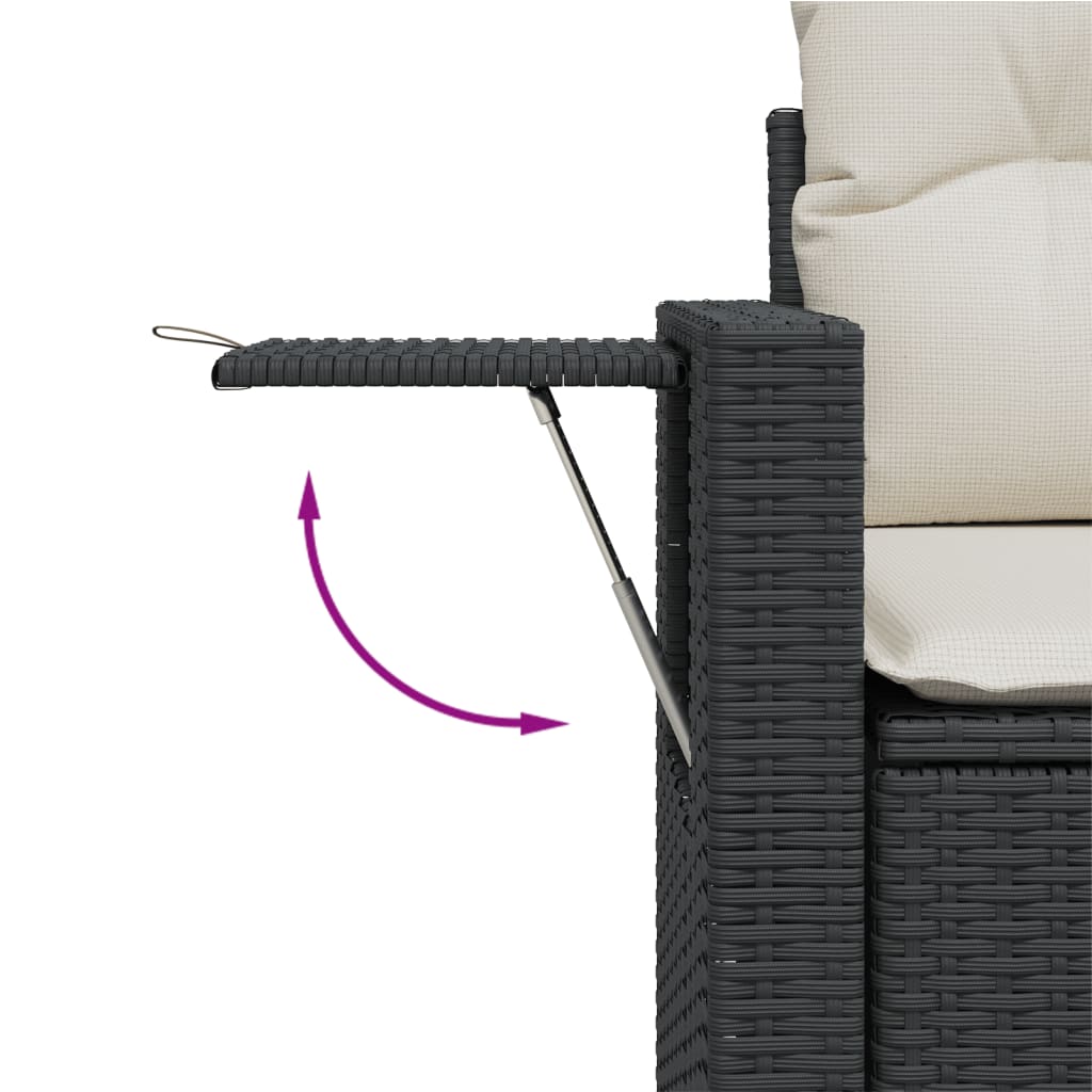 11-dijelni set vrtnih sofa od poliratana s jastucima crni