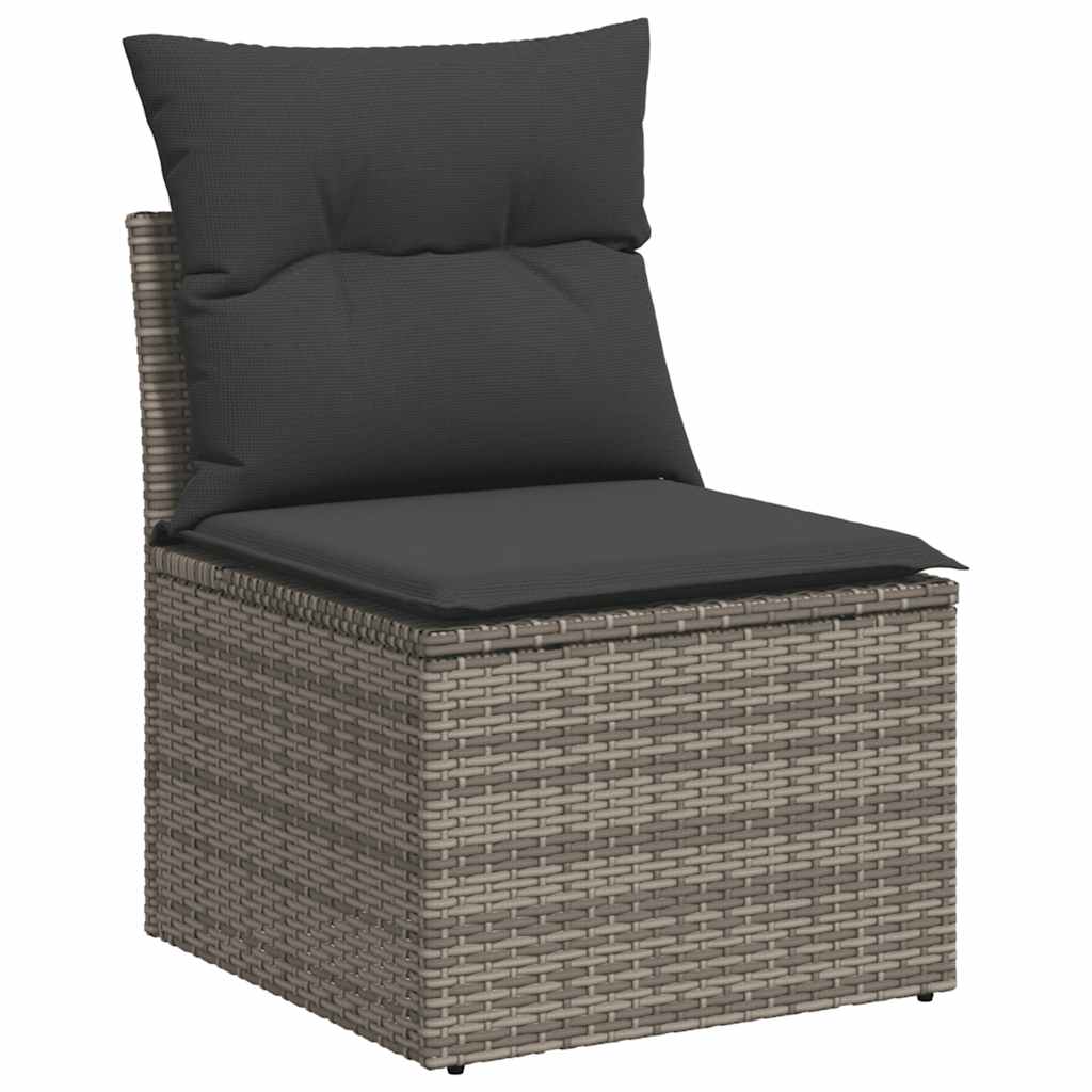 11-dijelni set vrtnih sofa poliratan s jastucima svijetlosivi