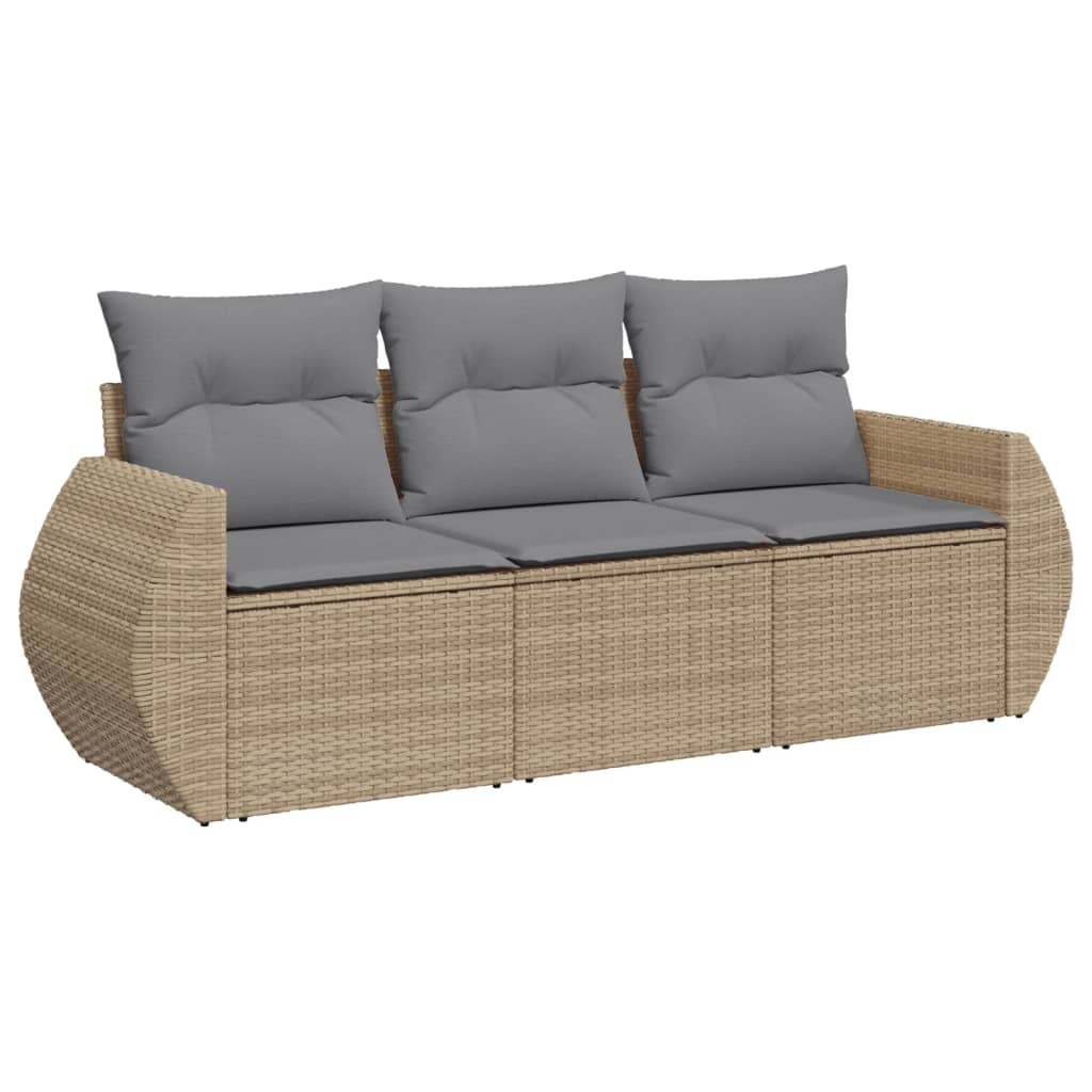 3-dijelni set vrtnih sofa od poliratana s jastucima bež