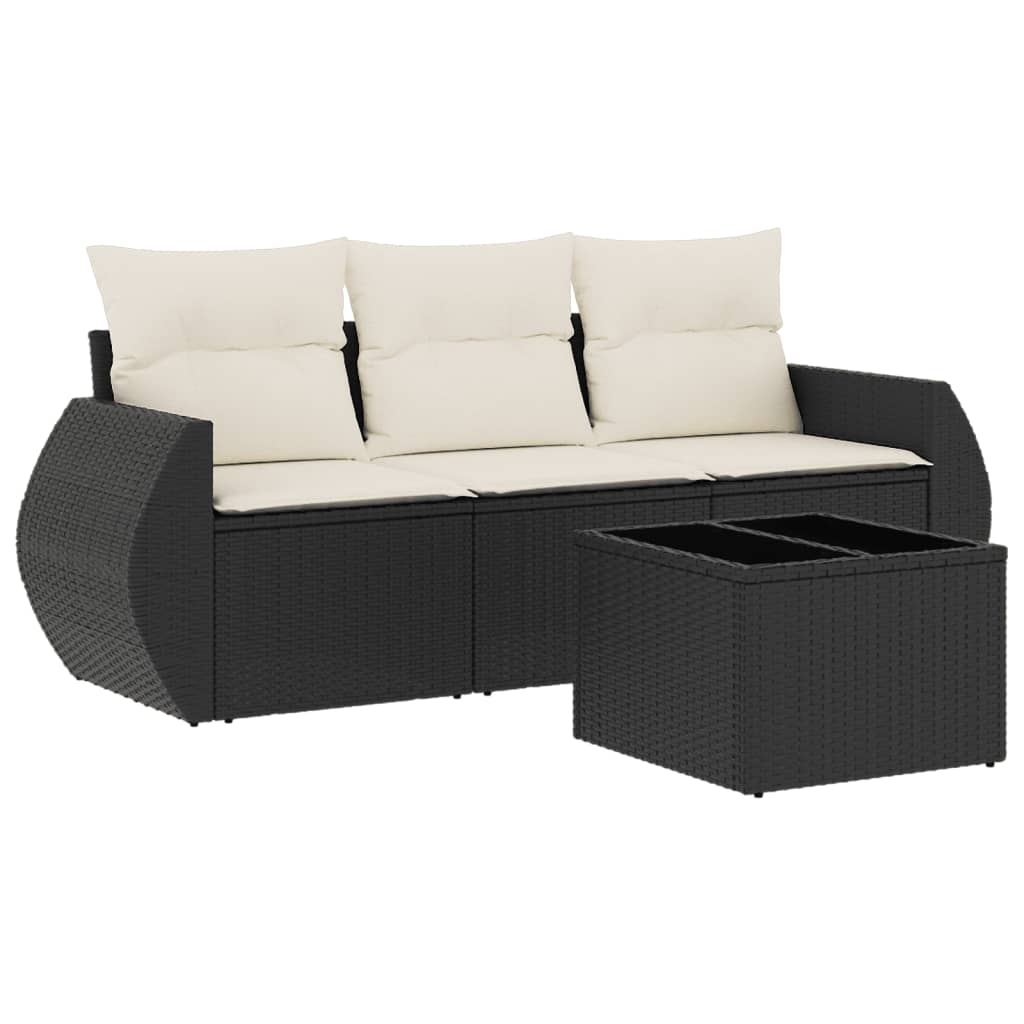 4-dijelni set vrtnih sofa od poliratana s jastucima crni
