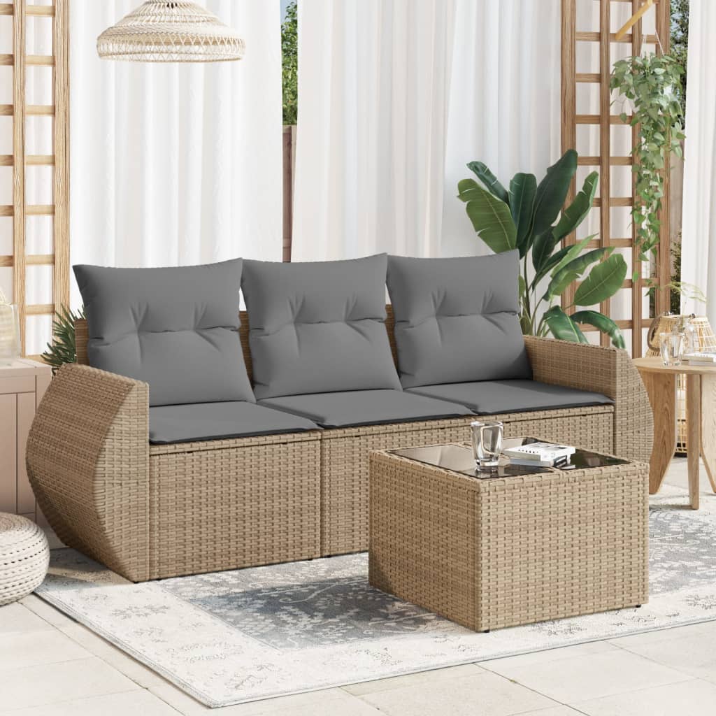 4-dijelni set vrtnih sofa s jastucima bež od poliratana