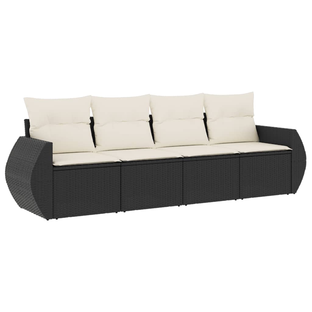 4-dijelni set vrtnih sofa od poliratana s jastucima crni