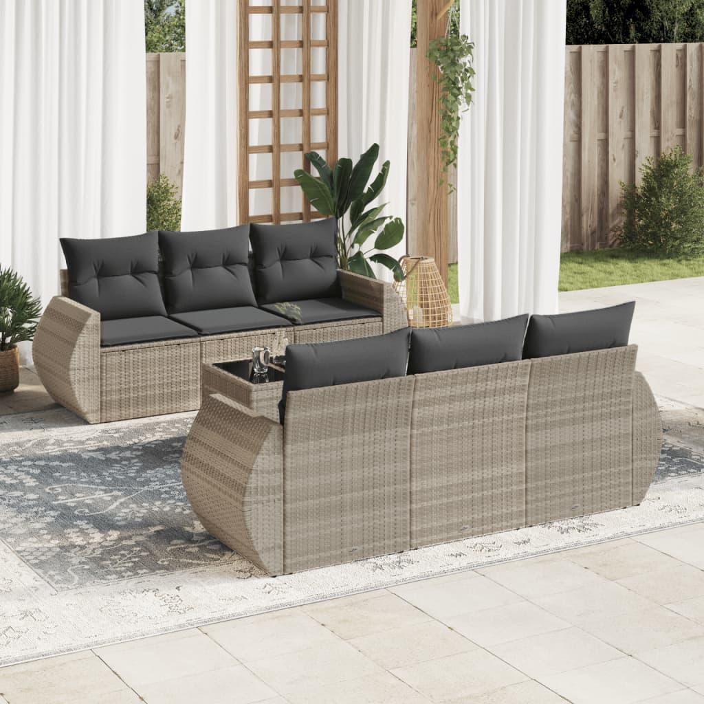 7-dijelni set vrtnih sofa svjetlosivi od poliratana