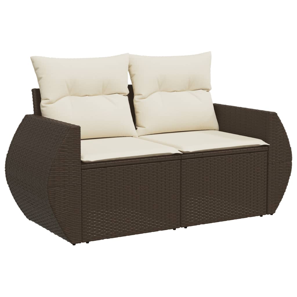 8-dijelni set vrtnih sofa s jastucima smeđi od poliratana