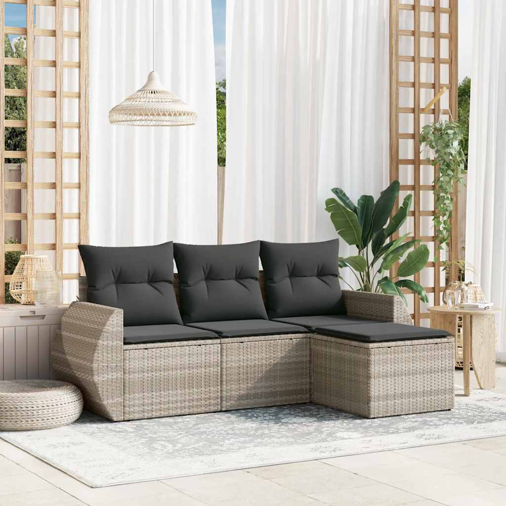 4-dijelni set vrtnih sofa s jastucima svijetlosivi poliratan