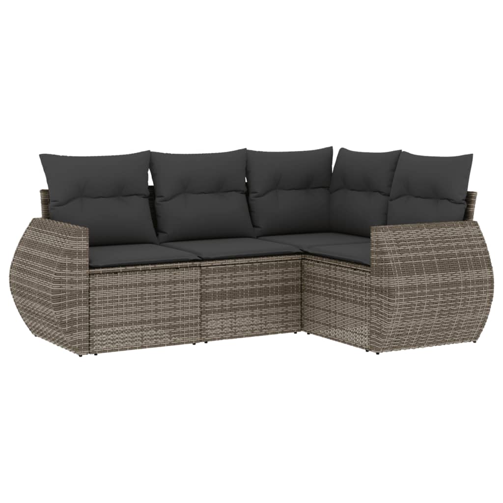 4-dijelni set vrtnih sofa od poliratana s jastucima sivi