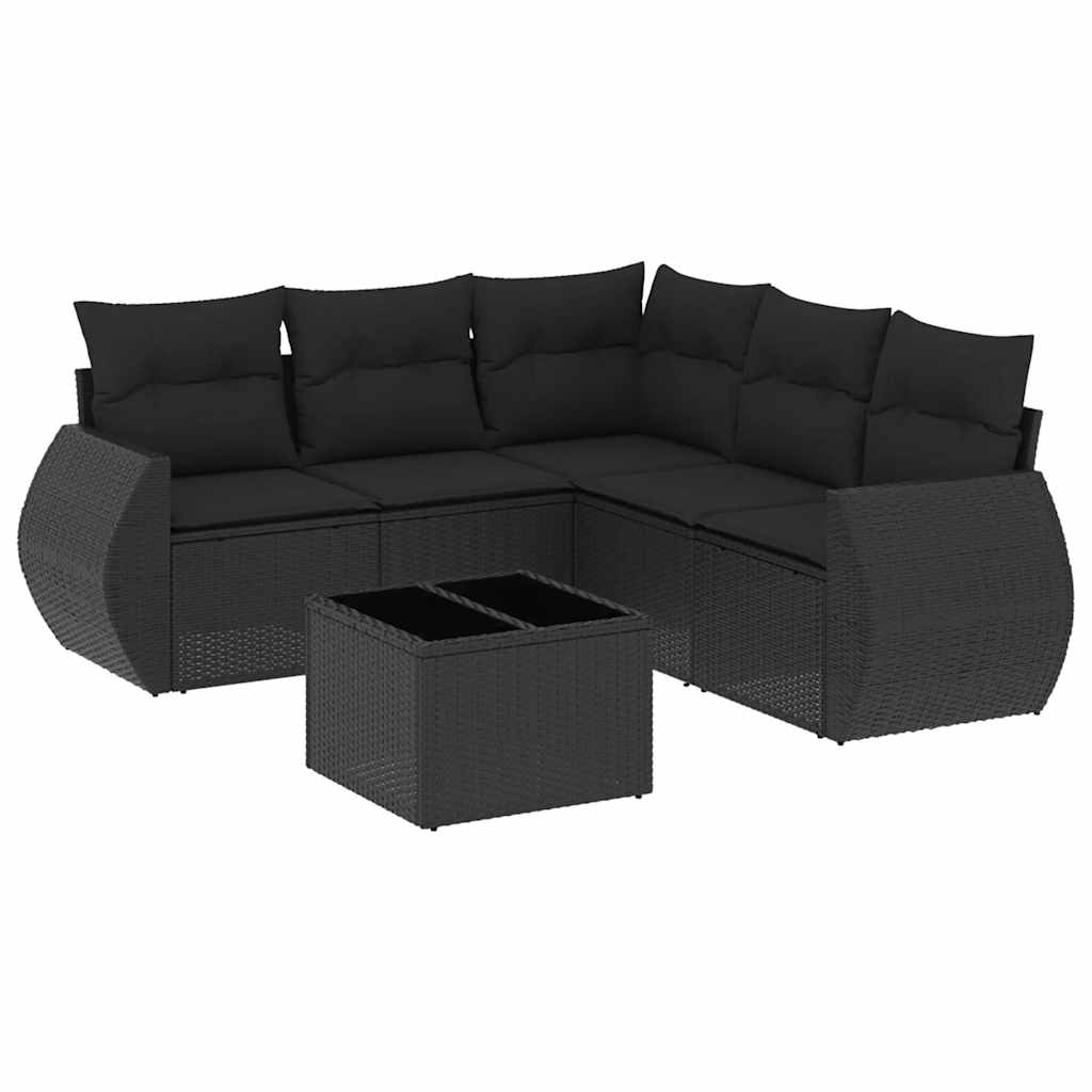 6-dijelni set vrtnih sofa s jastucima crni od poliratana
