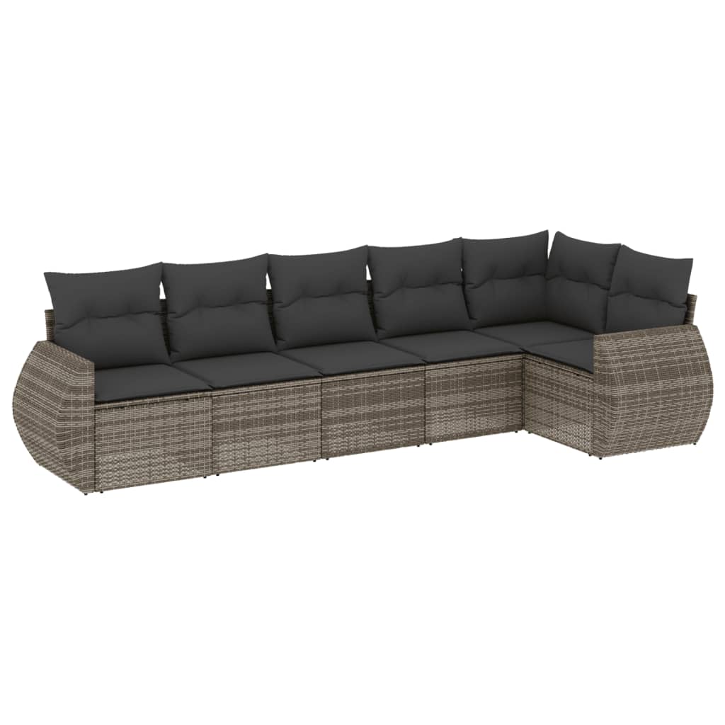 6-dijelni set vrtnih sofa od poliratana s jastucima sivi