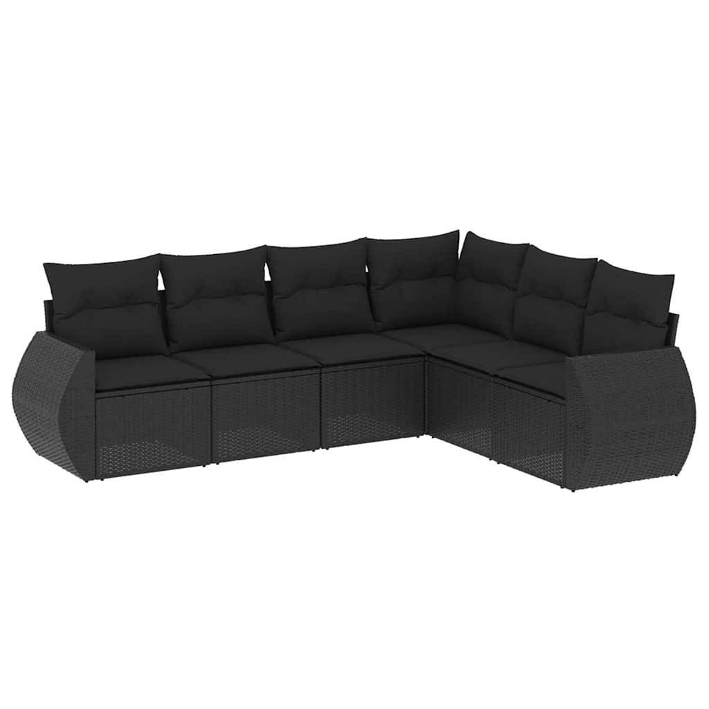 6-dijelni set vrtnih sofa s jastucima crni od poliratana