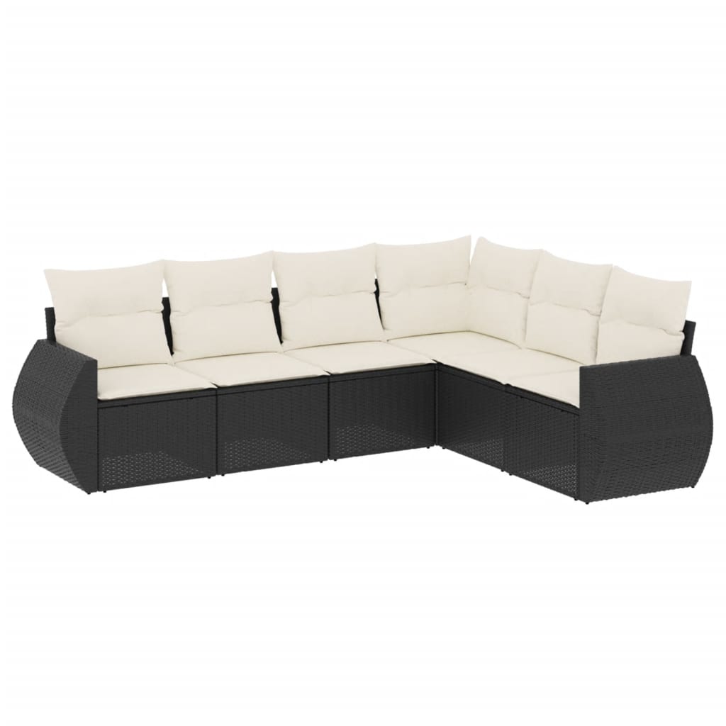 6-dijelni set vrtnih sofa s jastucima crni od poliratana