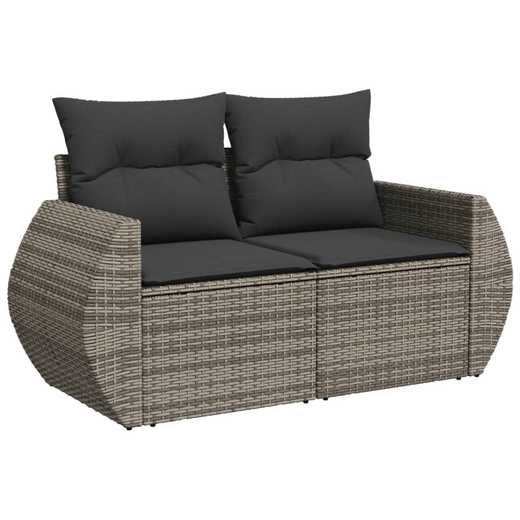 6-dijelni set vrtnih sofa od poliratana s jastucima sivi