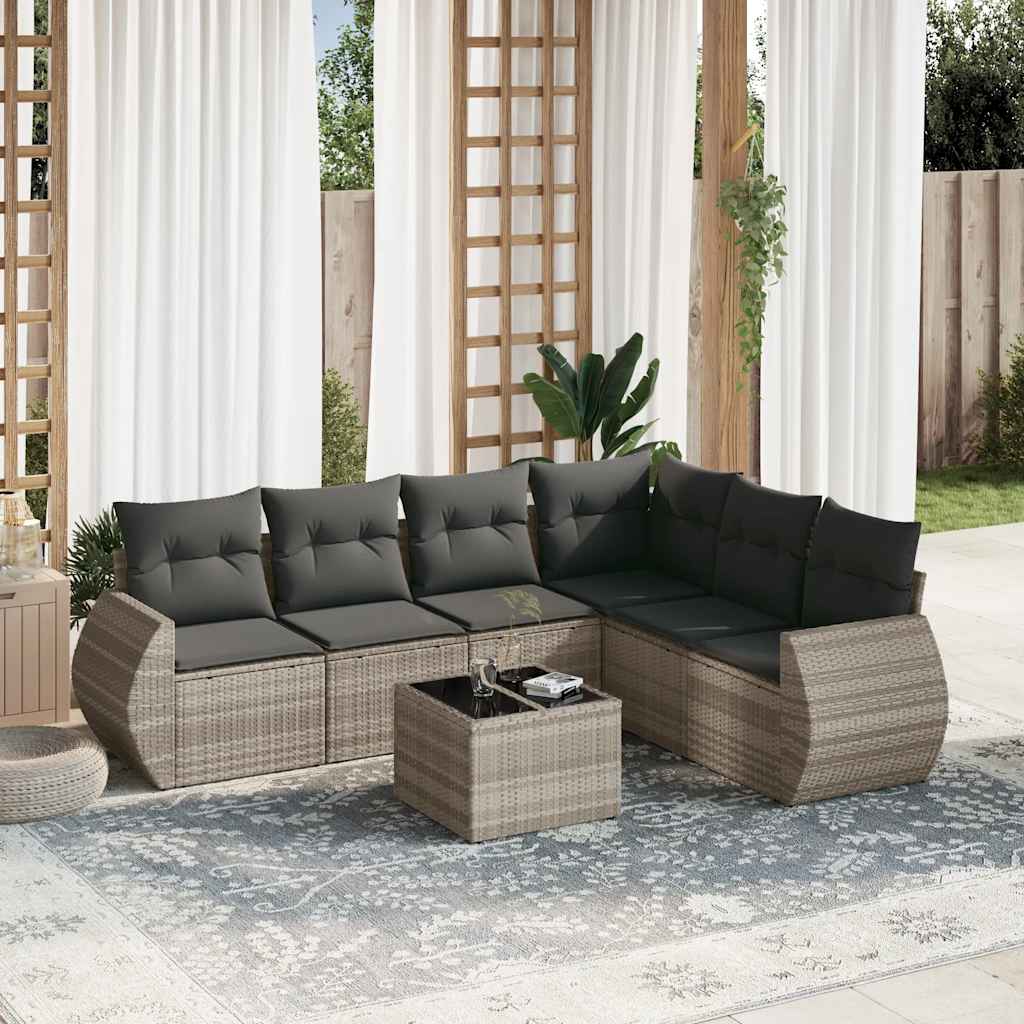 7-dijelni set vrtnih sofa svjetlosivi od poliratana