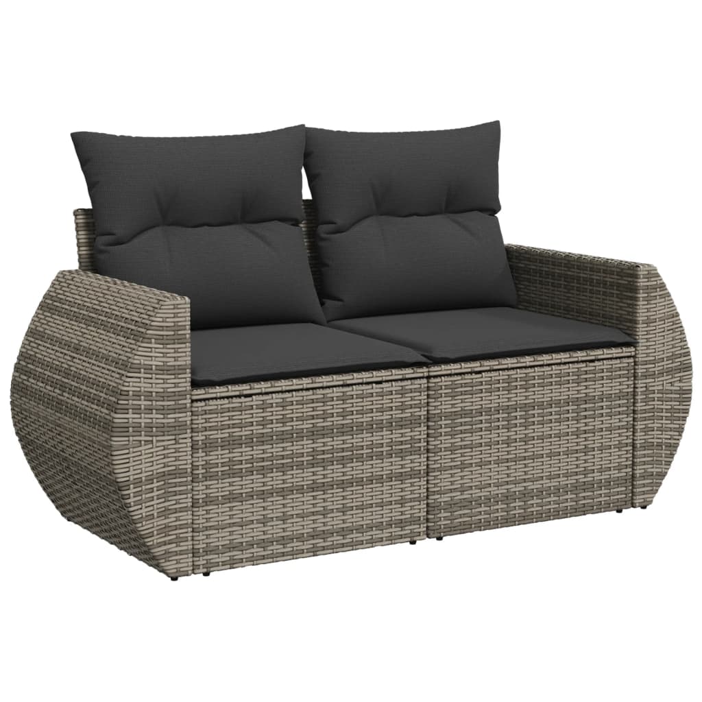 9-dijelni set vrtnih sofa od poliratana s jastucima sivi