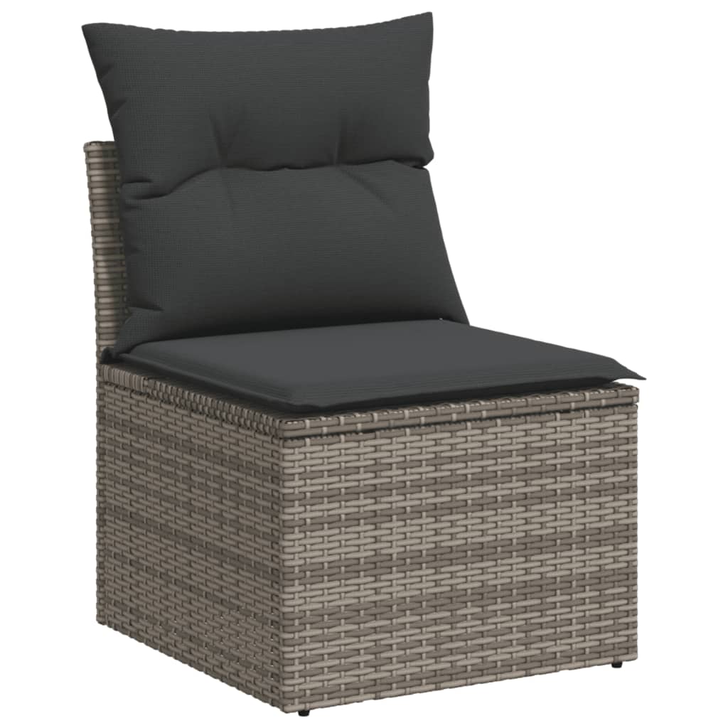 9-dijelni set vrtnih sofa od poliratana s jastucima sivi
