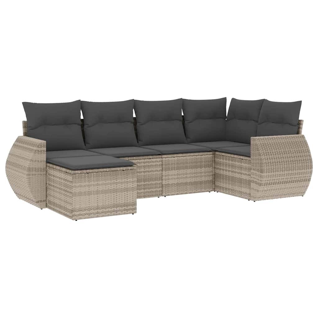 6-dijelni set vrtnih sofa od poliratana s jastucima svjetlosivi