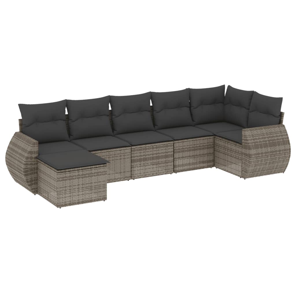 7-dijelni set vrtnih sofa sivi od poliratana