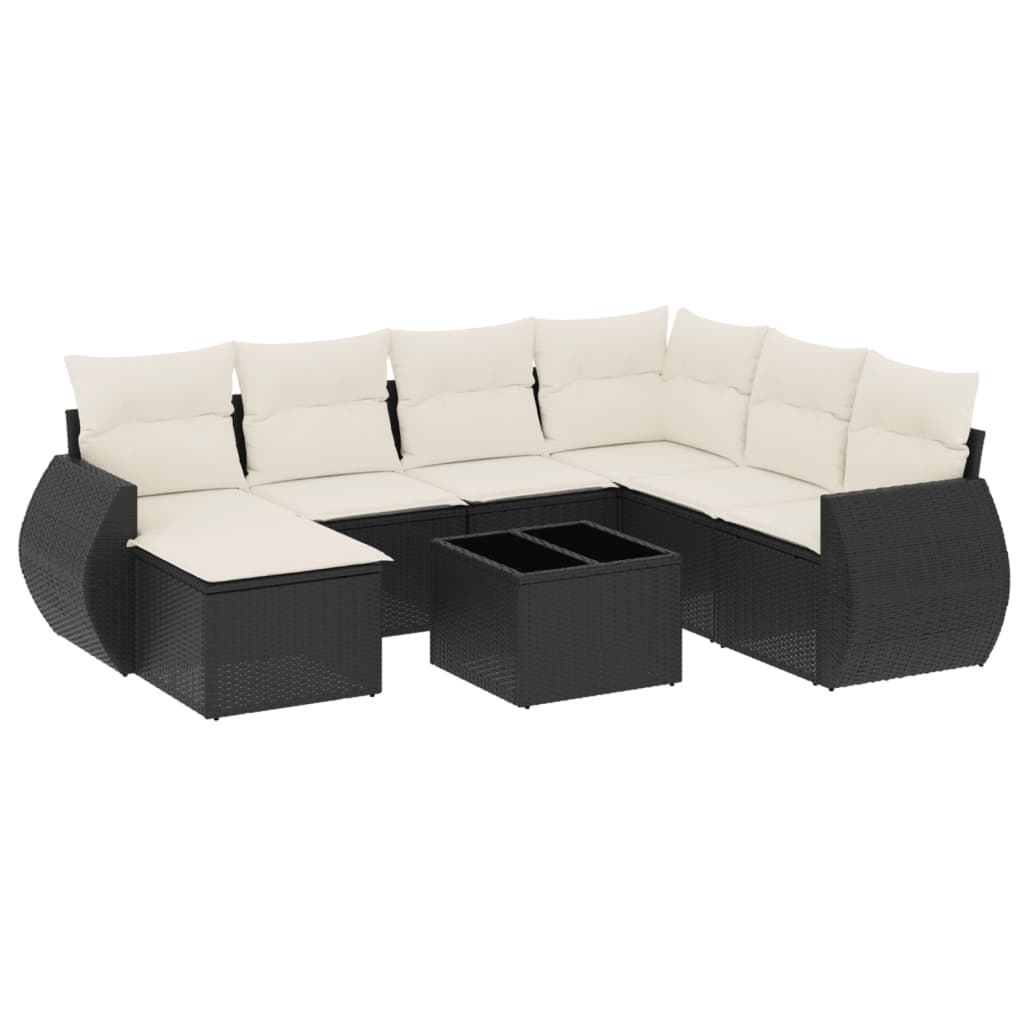 8-dijelni set vrtnih sofa od poliratana s jastucima crni