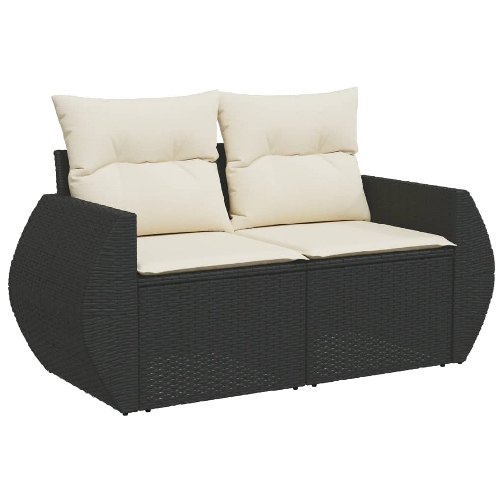 8-dijelni set vrtnih sofa od poliratana s jastucima crni
