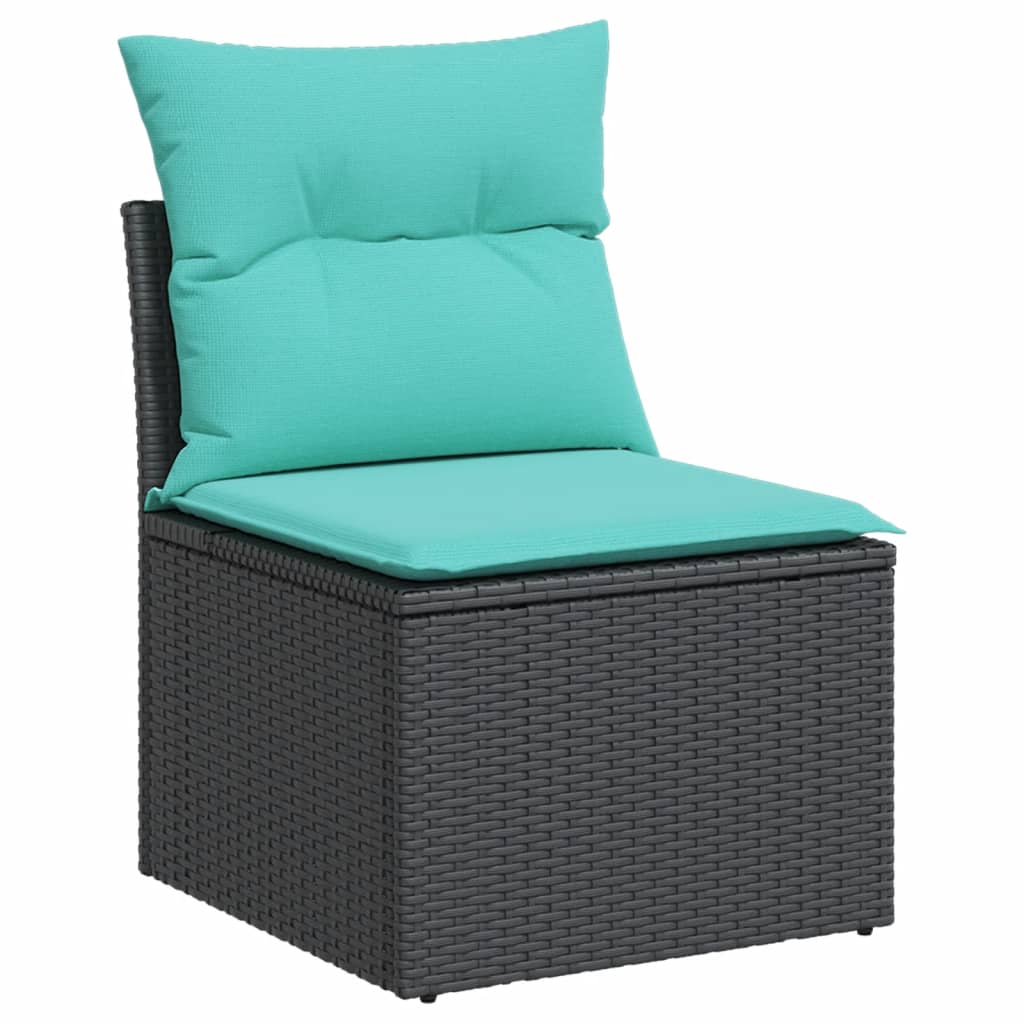 Vrtni set od 6 dijelova s jastucima, crni poliratan