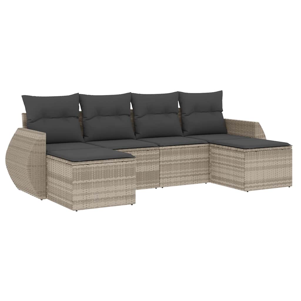 6-dijelni set vrtnih sofa od poliratana s jastucima svjetlosivi