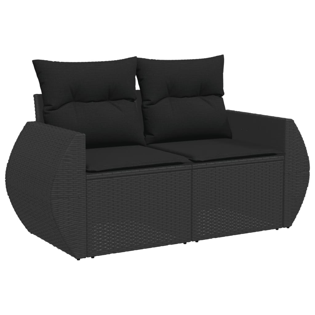 10-dijelni set vrtnih sofa s jastucima crni od poliratana