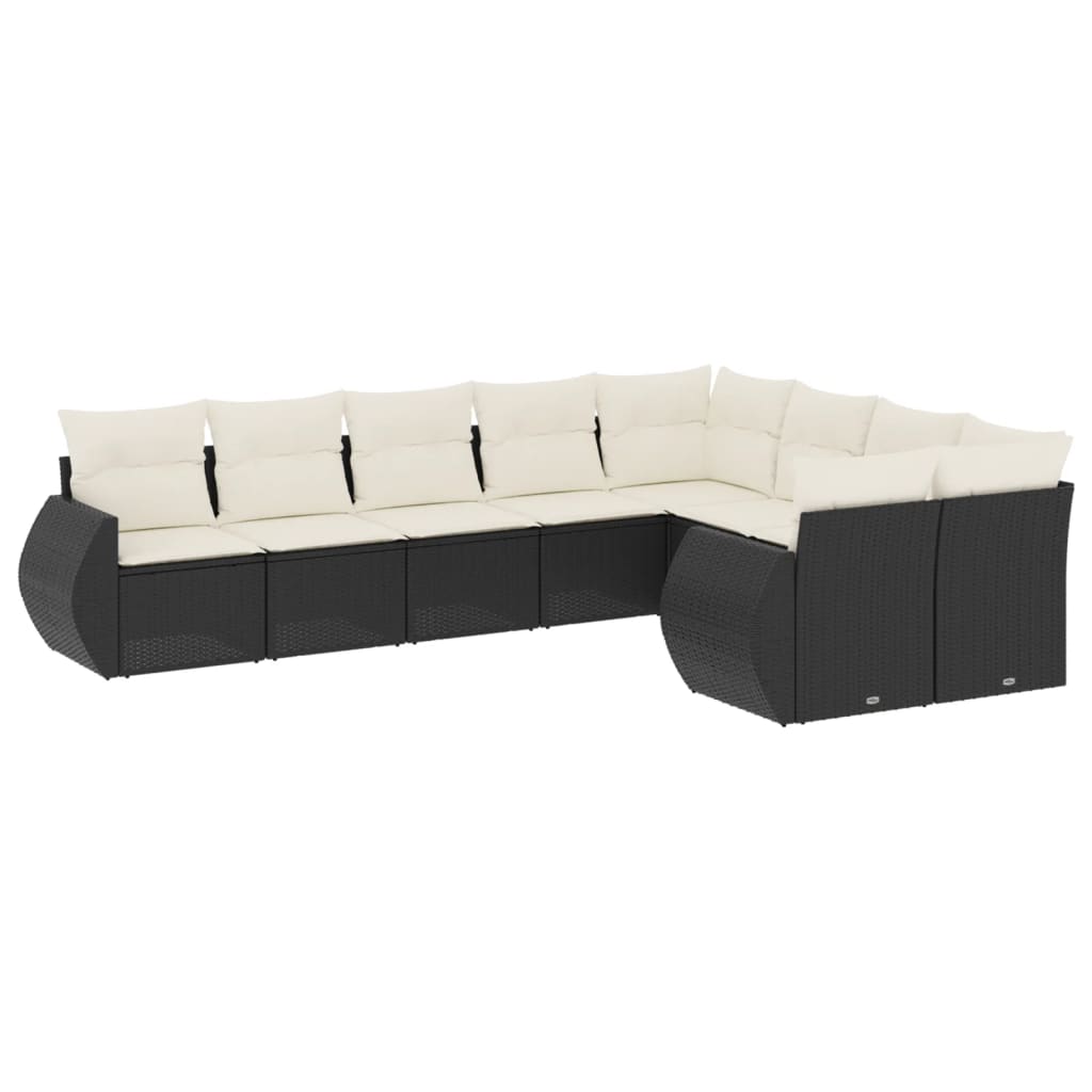 9-dijelni set vrtnih sofa s jastucima crni od poliratana