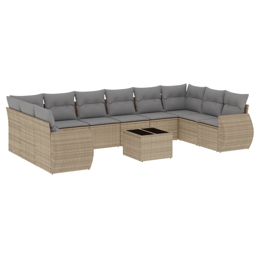 11-dijelni set vrtnih sofa od poliratana s jastucima crni