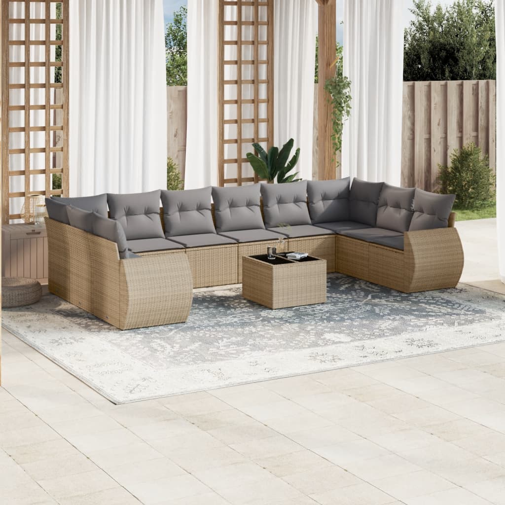 11-dijelni set vrtnih sofa od poliratana s jastucima crni