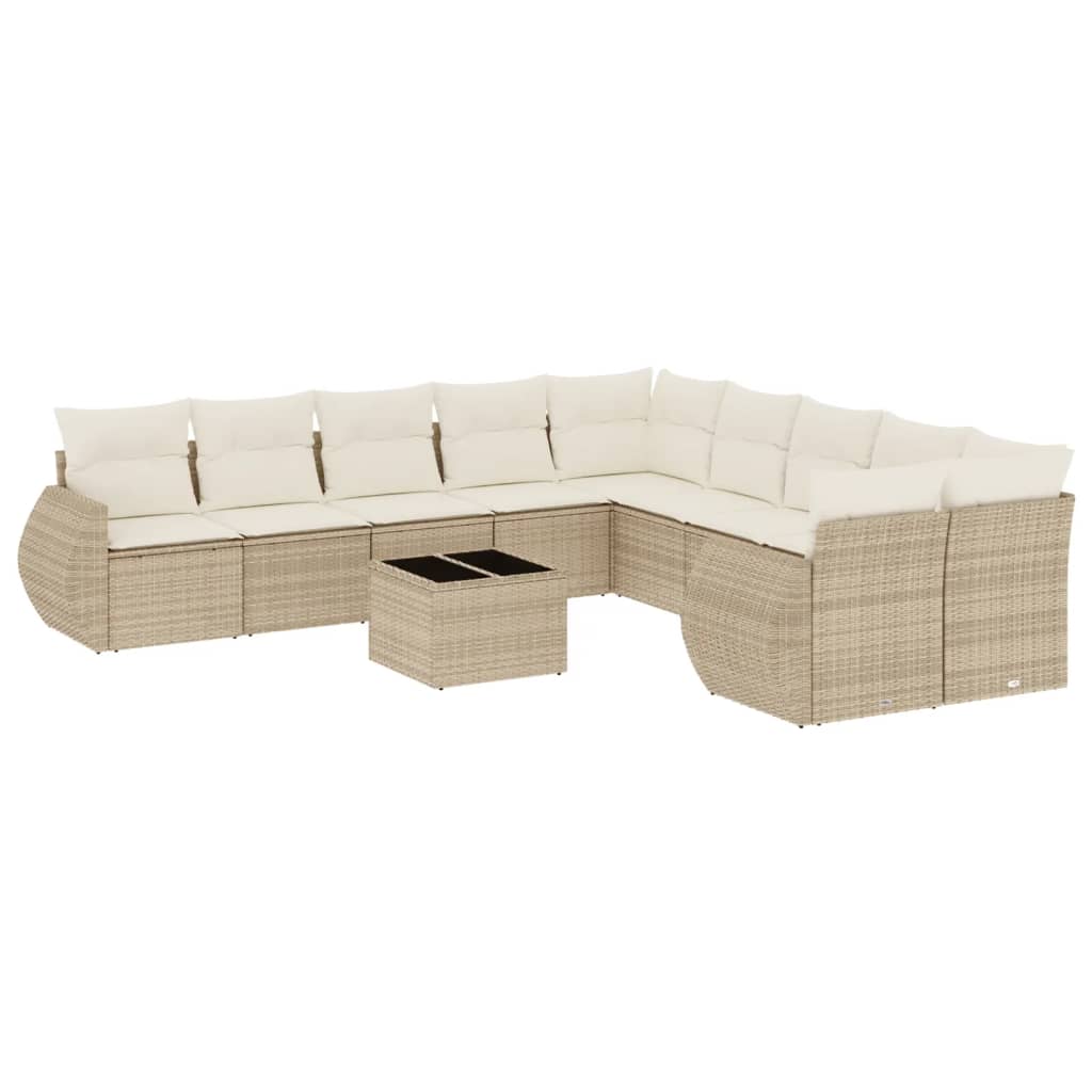 11-dijelni set vrtnih sofa od poliratana s jastucima bež