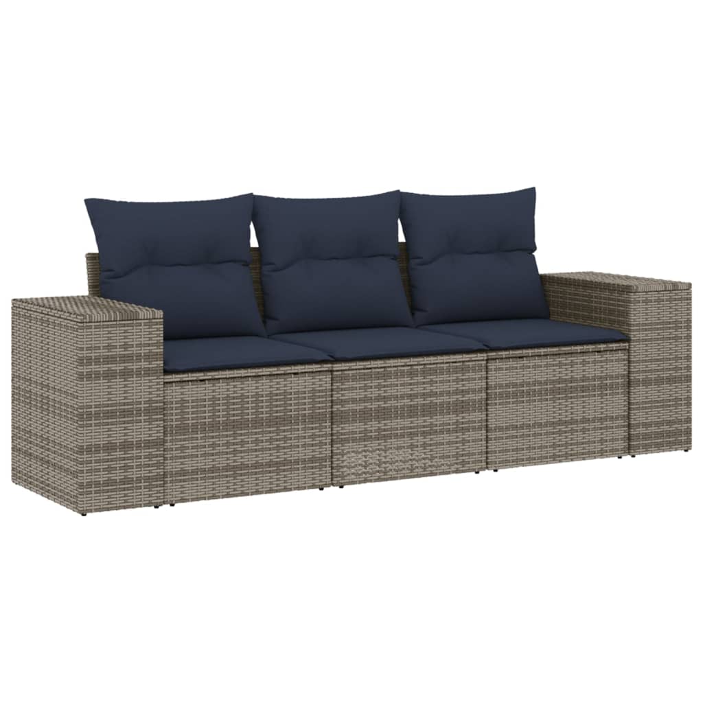 Vrtni set od 3 dijela s jastucima, sivi poliratan