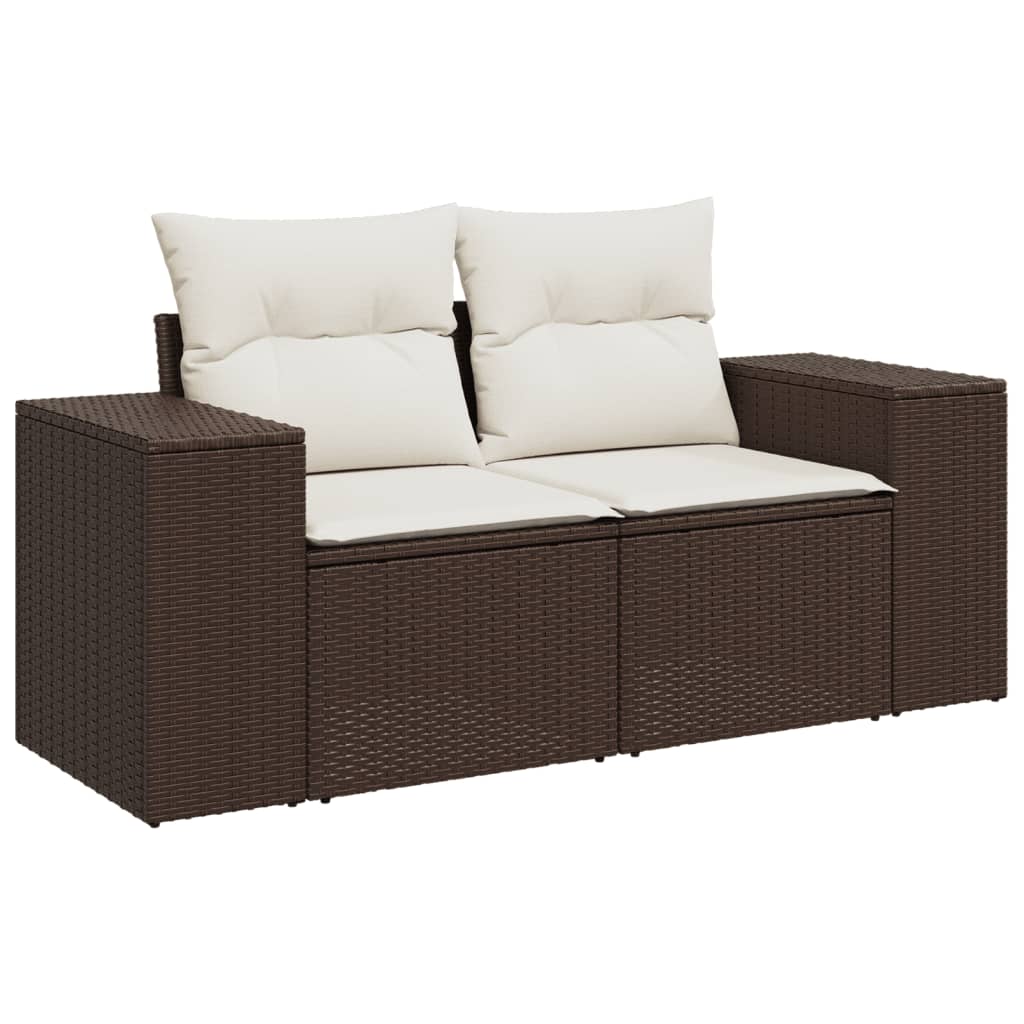4-dijelni set vrtnih sofa od poliratana s jastucima smeđi