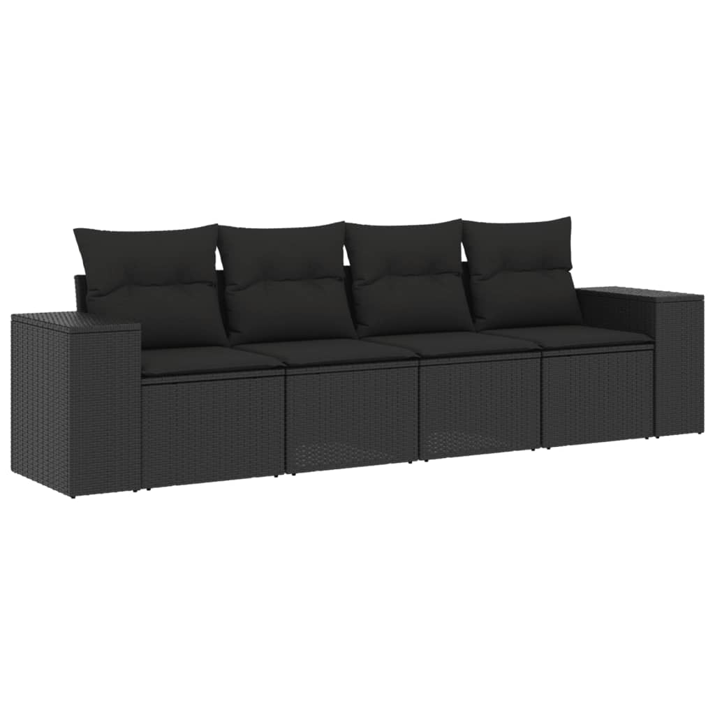 4-dijelni set vrtnih sofa od poliratana s jastucima crni