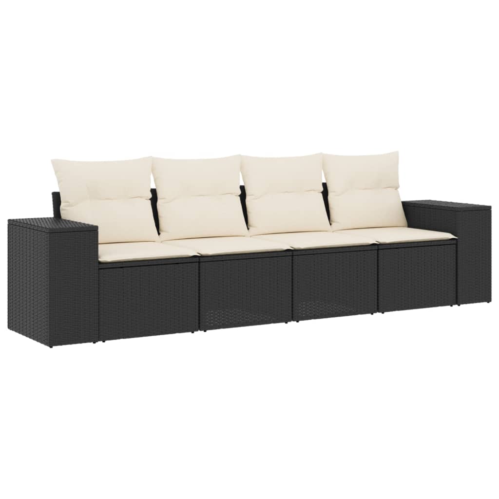 4-dijelni set vrtnih sofa od poliratana s jastucima crni