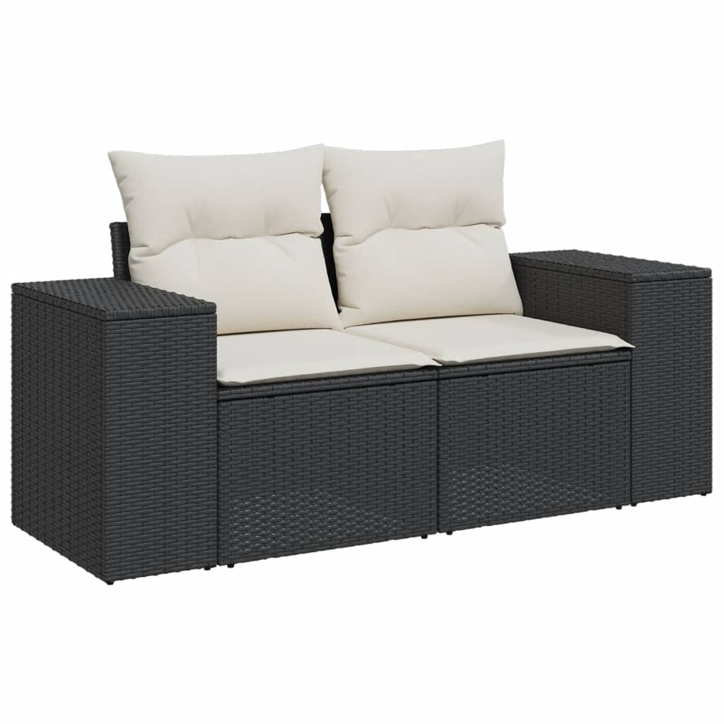 4-dijelni set vrtnih sofa od poliratana s jastucima crni