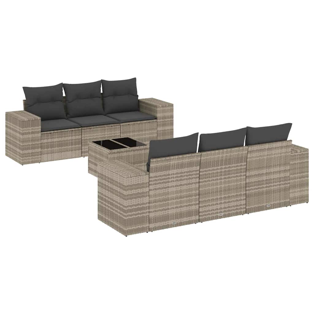 7-dijelni set vrtnih sofa svjetlosivi od poliratana