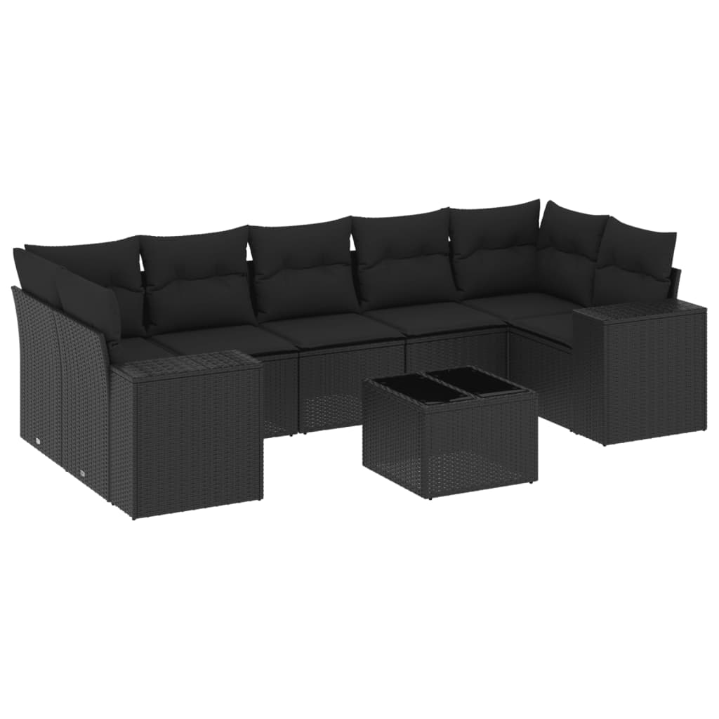 8-dijelni set vrtnih sofa od poliratana s jastucima crni